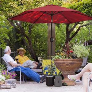 2.6 m Garden Parasol Umbrella with Aluminium Pole, Outdoor Table Market Patio Umbrella Sun Shade with Tilt and Crank, Vent, Wine Red