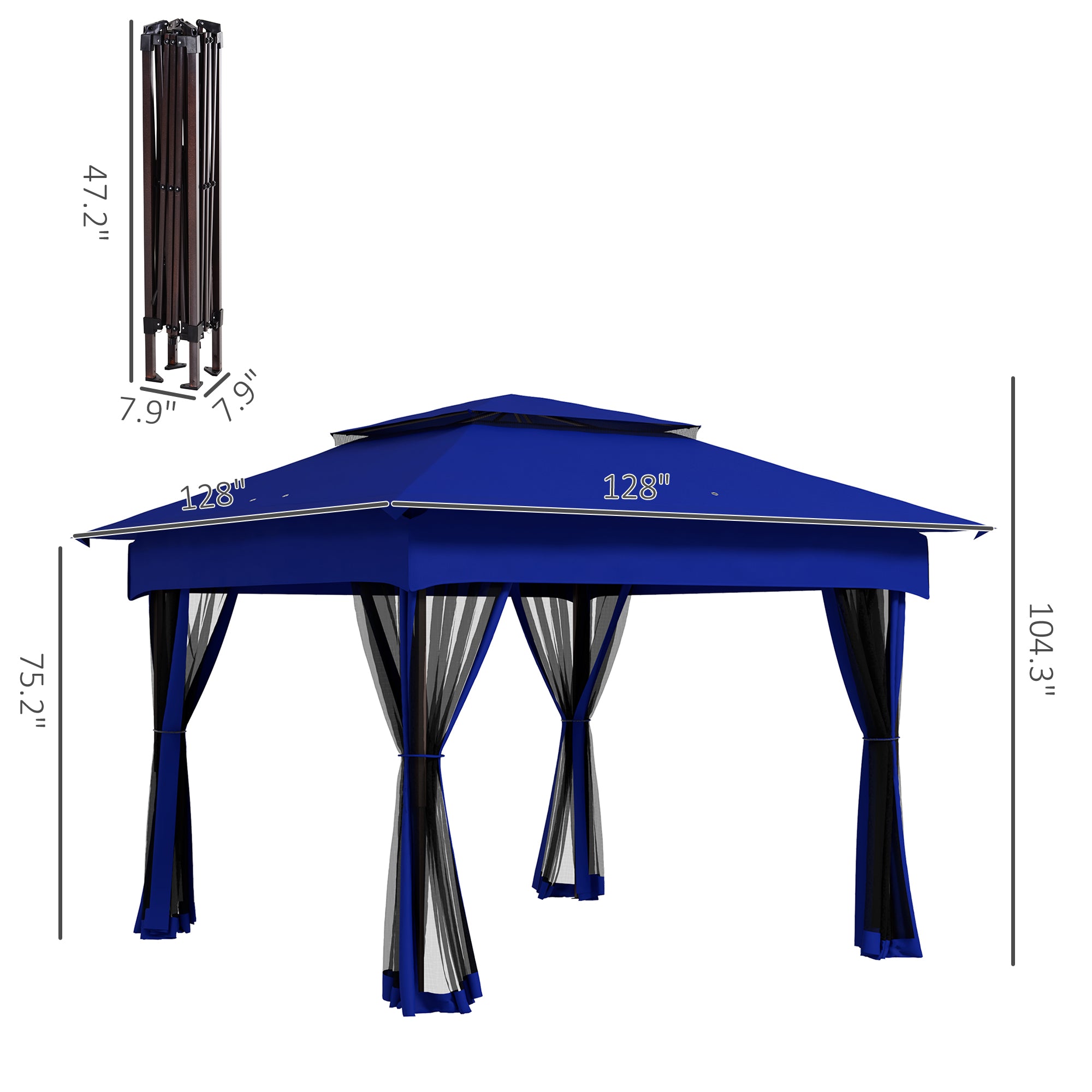 Outsunny 11' x 11' Pop-Up Canopy Shelter with Zipper Netting