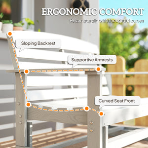 2-Person Outdoor Glider Bench Patio Double Swing Rocking Chair Loveseat w/ Slatted HDPE Frame for Backyard Garden Porch, Distressed White