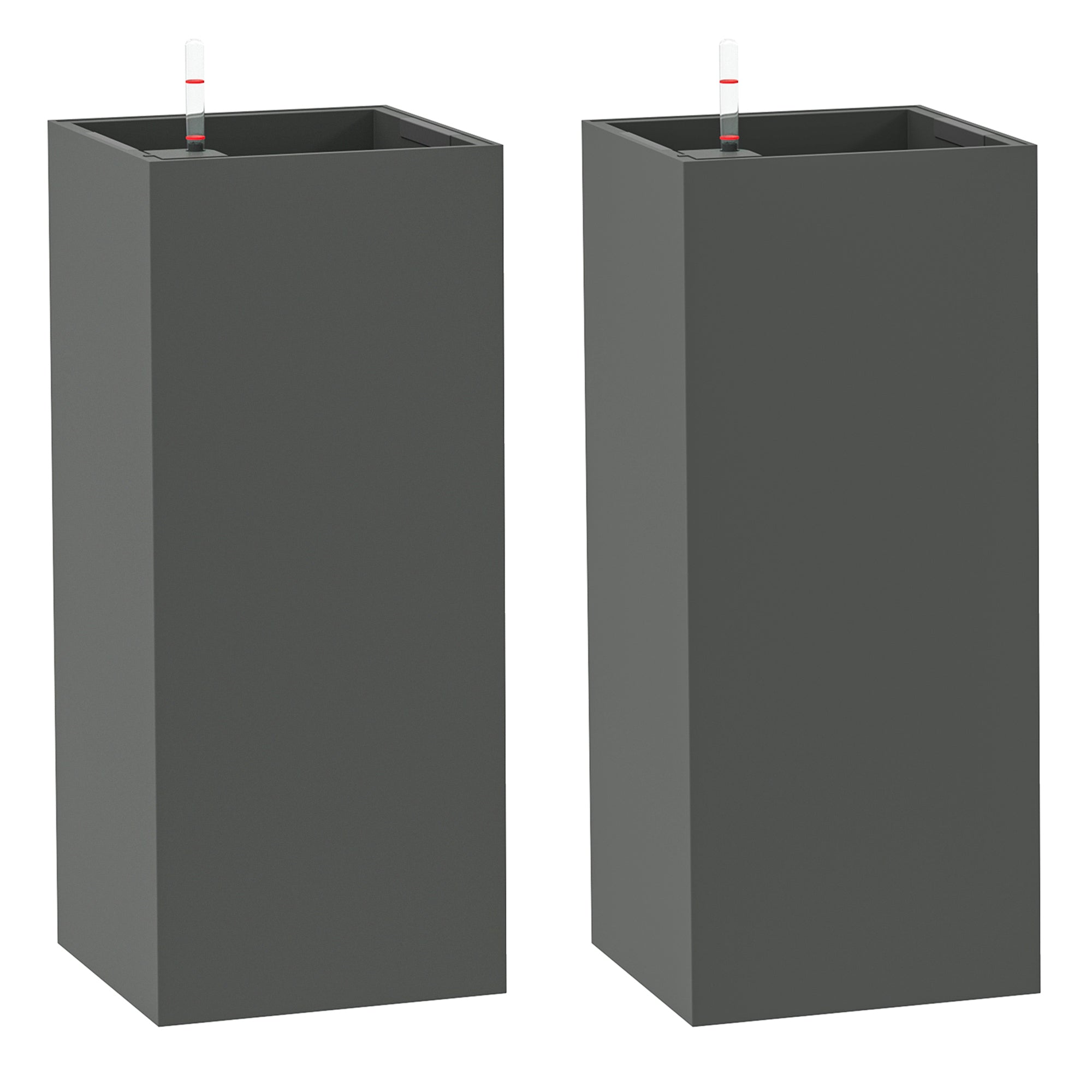 26 plastic planter Outsunny 26" Plastic Planter Box 2-Pack with Water Level Indicator, Drainage Hole and Plug, Dark Grey