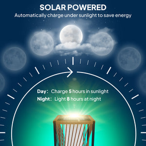 Garden Rattan Lamp, 77 cm Tall Solar Rattan Floor Lamp, Solar Garden Light with Auto On/Off LED Lights, IP44 Waterproof for Outdoor, Porch, Pathway, Terrace, Sand Brown