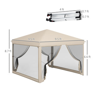 210D Oxford 10' x 10' Pop Up Canopy Tent with Netting, Instant Screen Room House, Tents for Parties, Height Adjustable, with Carry Bag, for Outdoor, Garden, Patio