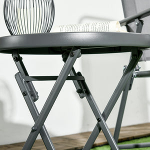 18" Outdoor Round Folding Table, Garden Side Table with Metal Frame and Tempered Glass Top for Patio, Picnic, Party, Wedding, White