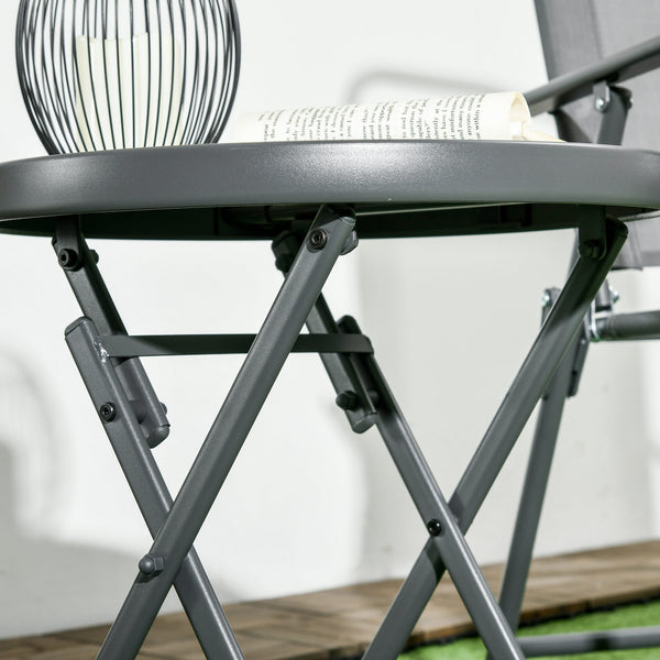 18" Outdoor Round Folding Table, Garden Side Table with Metal Frame and Tempered Glass Top for Patio, Picnic, Party, Wedding, White