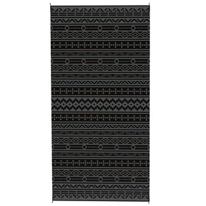 Outdoor Rug for Patio, 9' x 18' Waterproof Large Mat, Reversible Plastic Straw Rug for Decor, Portable Outside RV Camping Area Carpet Mat for Backyard Porch Deck Picnic, Black Gray Geometric