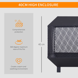 17" Outdoor Fire Pit with Fire Poker, Wood Burning Firepits, Portable Firepit for Patio Backyard Bonfire Camping, Black