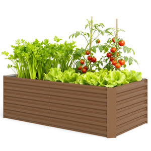 Galvanized Raised Garden Bed, 6' x 3' x 2' Outdoor Metal Planter Box, Standing Raised Bed for Growing Flowers, Herbs and Vegetables, Brown