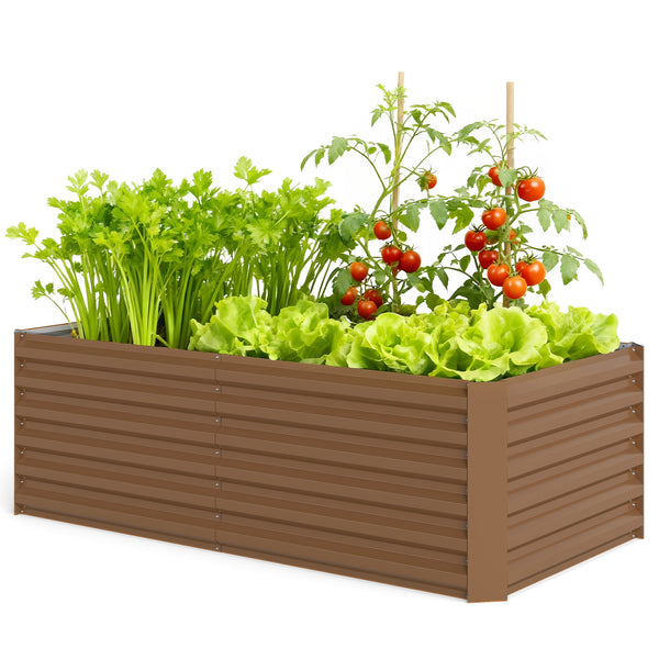 Galvanized Raised Garden Bed, 6' x 3' x 2' Outdoor Metal Planter Box, Standing Raised Bed for Growing Flowers, Herbs and Vegetables, Brown