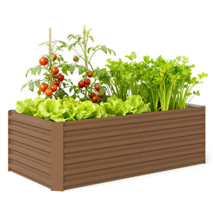 Galvanized Raised Garden Bed, 6' x 3' x 2' Outdoor Metal Planter Box, Standing Raised Bed for Growing Flowers, Herbs and Vegetables, Brown