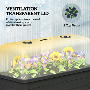 41L Self Watering Raised Garden Bed with Ventilation Transparent Lid Greenhouse, Storage Shelf, Planter Box with Water Level Indicator, 29.5" x 14.2" x 36.2", Black