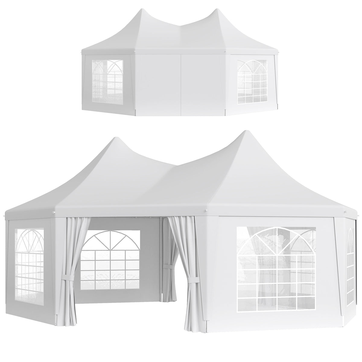 Outsunny 6.8 x 5m Octagonal Marquee Gazebo with Sides and Doors, White