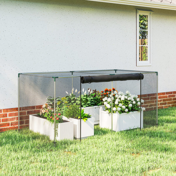 8' x 4' Crop Cage, Plant Protection Tent with Zippered Door and Galvanized Steel Frame, Fruit Cage Netting Cover for Garden, Yard, Lawn, Black