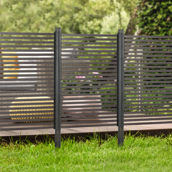 Garden Fence with 2 Standing Ways for Hard & Soft Ground, Decorative Outdoor Divider, Metal Animal Barrier Fence for Garden Patio, Brown