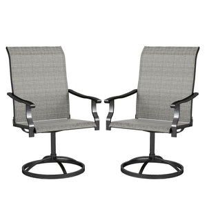 Outdoor Patio Swivel Chairs Set of 2, High Back Patio Dining Chairs with All-Weather Mesh Fabric and Metal Frame for Backyard, Lawn, Porch or Garden, Gray