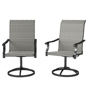 Outdoor Patio Swivel Chairs Set of 2, High Back Patio Dining Chairs with All-Weather Mesh Fabric and Metal Frame for Backyard, Lawn, Porch or Garden, Gray