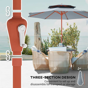 Patio Umbrella with Crank, Double Top Outdoor Market Table Umbrella for Garden, Patio,104'' x 104'', Light Grey