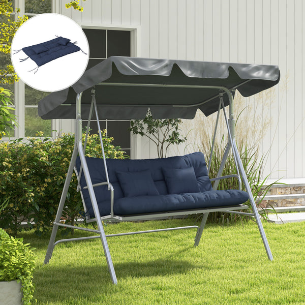 Outsunny 59" Tufted Bench Cushions & Throw Pillows, 4 Piece Swing Cushion Set, Indoor/Outdoor Replacement Bench Seat Pad, Back Cushion & 2 Pillows for Outdoor Furniture, Navy Blue