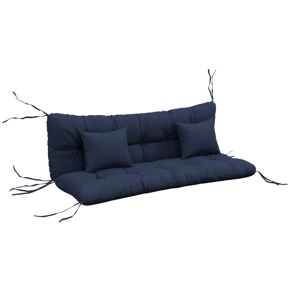 Outsunny 59" Tufted Bench Cushions & Throw Pillows, 4 Piece Swing Cushion Set, Indoor/Outdoor Replacement Bench Seat Pad, Back Cushion & 2 Pillows for Outdoor Furniture, Navy Blue