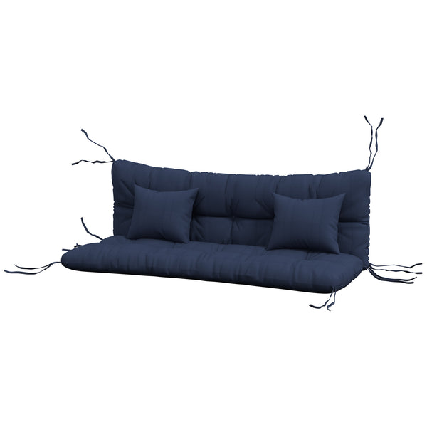 Outsunny 59" Tufted Bench Cushions & Throw Pillows, 4 Piece Swing Cushion Set, Indoor/Outdoor Replacement Bench Seat Pad, Back Cushion & 2 Pillows for Outdoor Furniture, Navy Blue