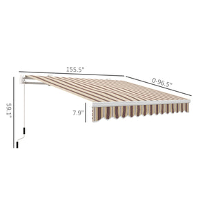 Outsunny 13' x 8' Retractable Awning, Patio Awnings, Sunshade Shelter w/ Manual Crank Handle, UV & Water-Resistant Fabric and Aluminum Frame for Deck, Balcony, Yard, Red Stripes