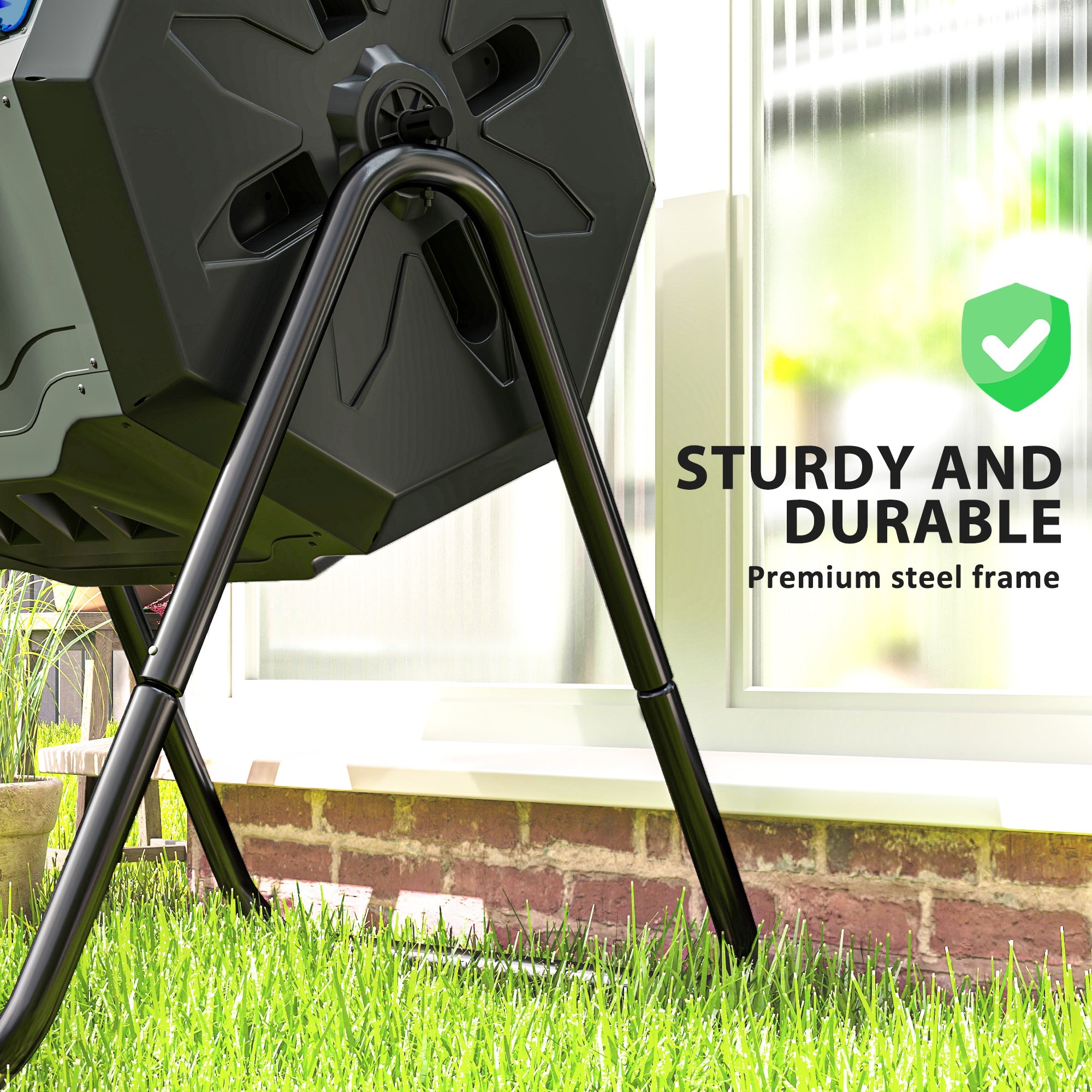 160L Tumbling Compost Bin Outdoor Dual Chamber 360° Rotating Composter ...