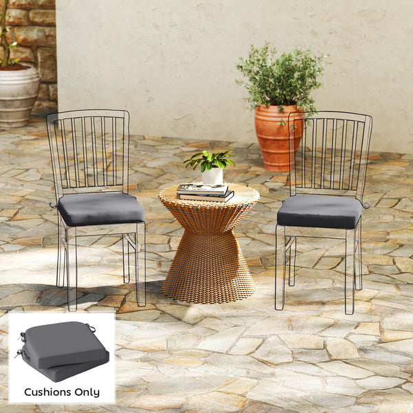 Outdoor Chair Seat Cushions Set of 2, Garden Chair Cushions with 7cm Thick Foam & Ties, Water Repellent and UV Resistant Covers for Patio Furniture 40x40cm, Dark Grey