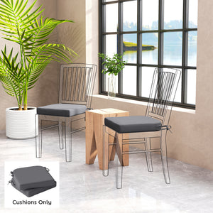Outdoor Chair Seat Cushions Set of 2, Garden Chair Cushions with 7cm Thick Foam & Ties, Water Repellent and UV Resistant Covers for Patio Furniture 40x40cm, Dark Grey