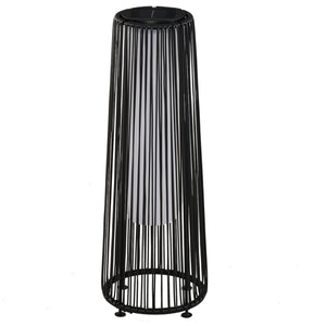 Wicker Solar Floor Lamp, 24" Solar Powered Outdoor Lamp with Auto On/Off LED Lights, IP44 Waterproof, Decorative Outdoor Lantern for Patio, Porch, Pathway, Black