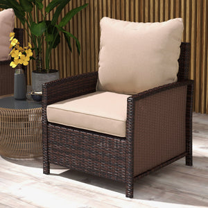 4-Piece Patio Chair Cushions Pillows with Backrest, Seat Replacement Patio Cushions Set for Indoor Outdoor Garden Furniture, Beige