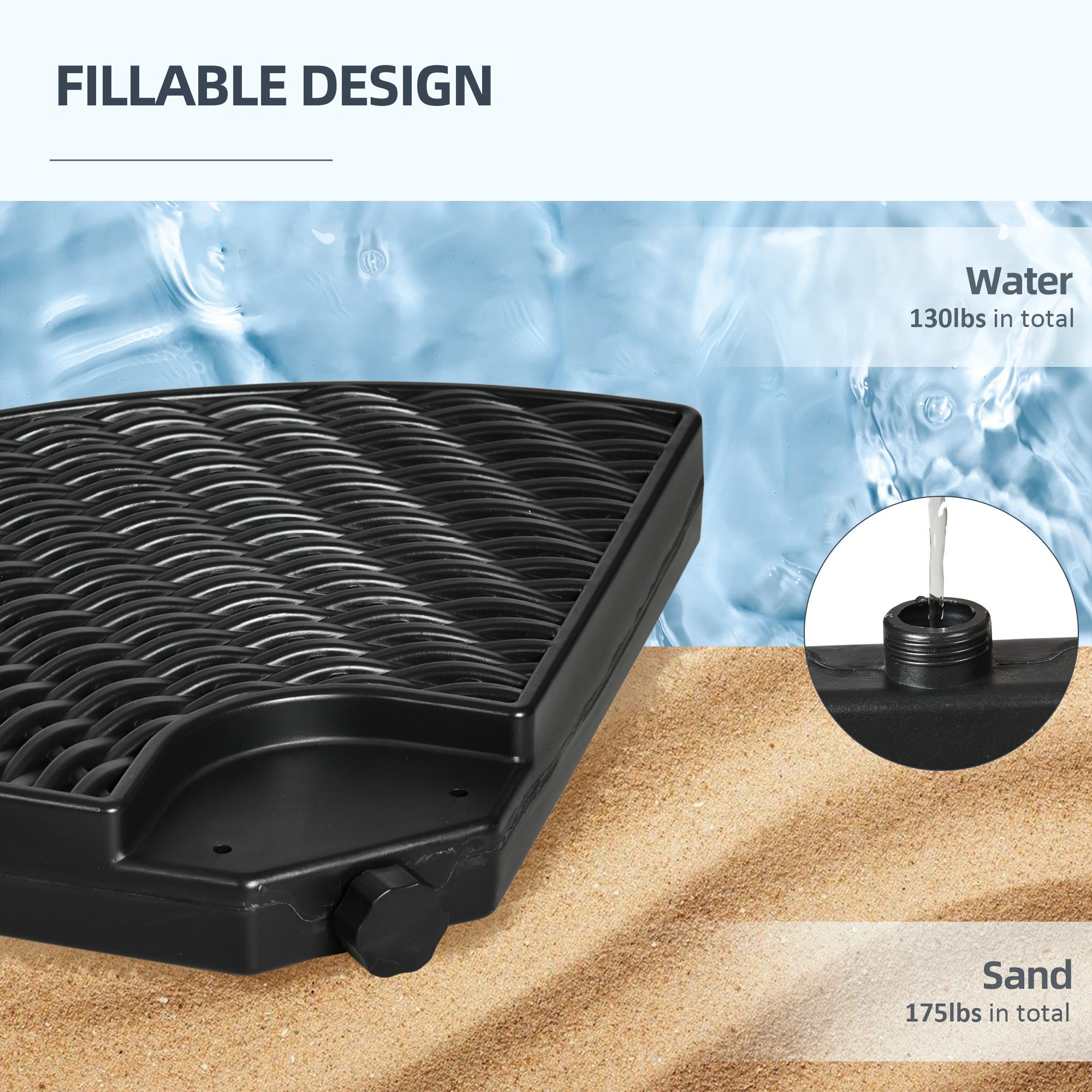 best choice products mobile hdpe plastic patio umbrella base Outsunny Cantilever Patio Umbrella Base Weights 4PCs 150lb HDPE Water and Sand Filled for Offset Banana Umbrella
