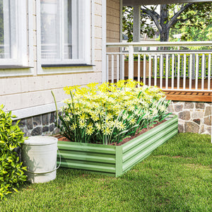 8x3x1FT Galvanized Raised Garden Bed, Outdoor Metal Gardening Planter Box for Growing Vegetables, Flowers, Herbs, Succulents, Light Green