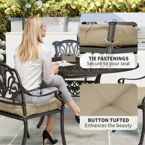 4-Piece Patio Chair Cushions Pillows, 19" x 19" x 4" Patio Cushions Set with Ties for Indoor Outdoor Garden Furniture