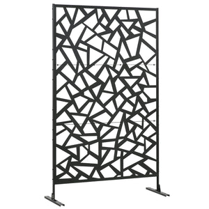 Decorative Garden Privacy Screen with Stand, 6.5FT Freestanding Metal Outdoor Divider, Decorative Privacy Panel with Expansion Screws for Garden Pool Hot Tub, Irregular Figure Style, Black