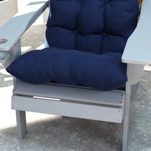 Adirondack Chair Cushions Set of 2, Tufted Lawn Chair Cushions, High Back Patio Chair Cushions with Ties, Non-Slip Muskoka Chair Cushions, Navy Blue