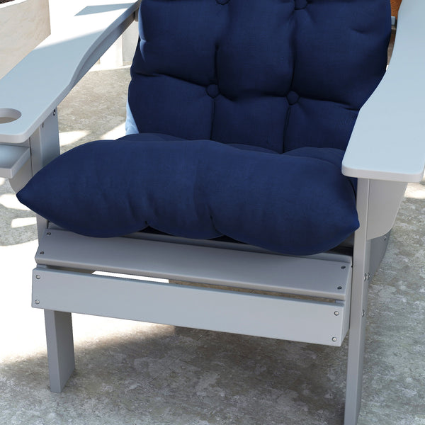 Adirondack Chair Cushions Set of 2, Tufted Lawn Chair Cushions, High Back Patio Chair Cushions with Ties, Non-Slip Muskoka Chair Cushions, Navy Blue