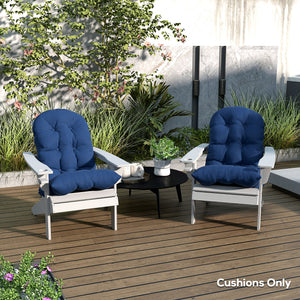 Adirondack Chair Cushions Set of 2, Tufted Lawn Chair Cushions, High Back Patio Chair Cushions with Ties, Non-Slip Muskoka Chair Cushions, Navy Blue