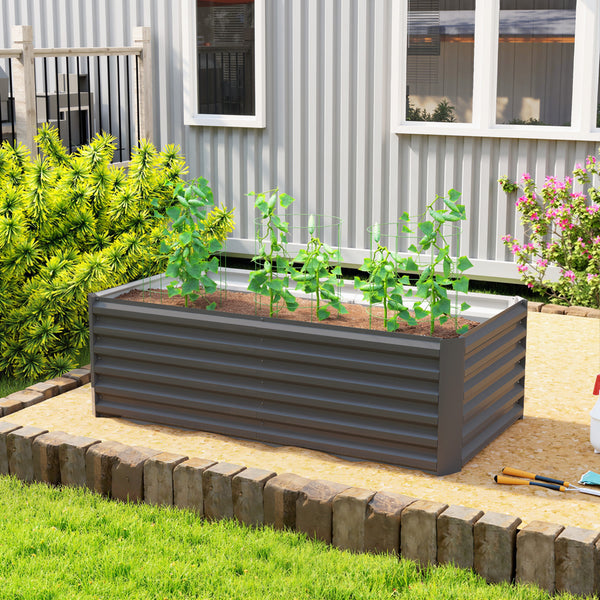 Galvanized Raised Garden Bed, 6' x 3' x 2' Outdoor Metal Planter Box, Standing Raised Bed for Growing Flowers, Herbs and Vegetables, Dark Grey
