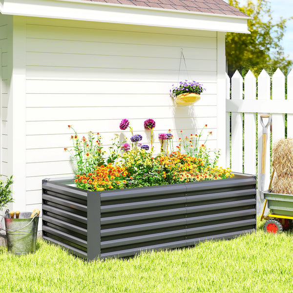 Galvanized Raised Garden Bed, 6' x 3' x 2' Outdoor Metal Planter Box, Standing Raised Bed for Growing Flowers, Herbs and Vegetables, Dark Grey