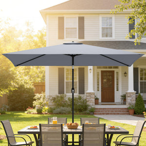 3x2m Garden Parasol, Parasol Umbrella with Crank Handle, Tilt Function, Polyester Canopy, Outdoor Table Umbrella for Patio, Garden, Light Grey