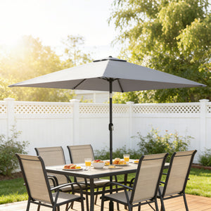 3x2m Garden Parasol, Parasol Umbrella with Crank Handle, Tilt Function, Polyester Canopy, Outdoor Table Umbrella for Patio, Garden, Light Grey