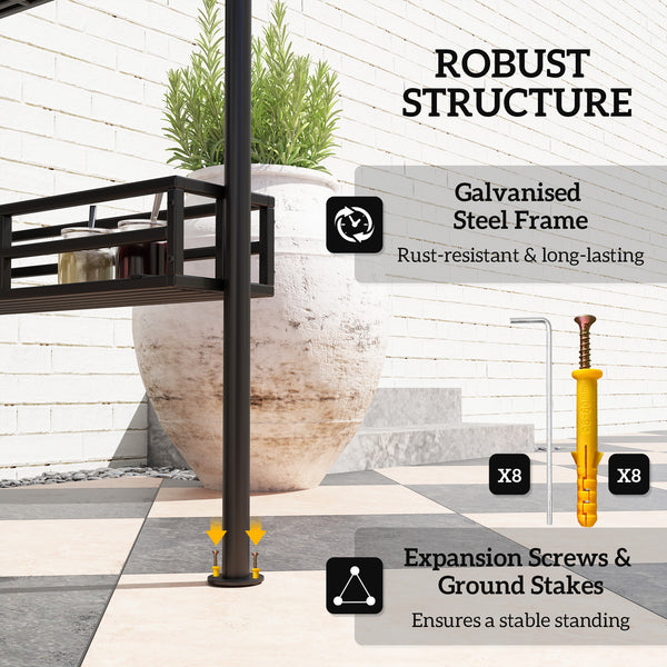 8' x 5' Grill Gazebo, 2-Tier Outdoor BBQ Gazebo with 2 Side Shelves, Storage Baskets and Ceiling Hook for Patio Deck Yard, Dark Gray