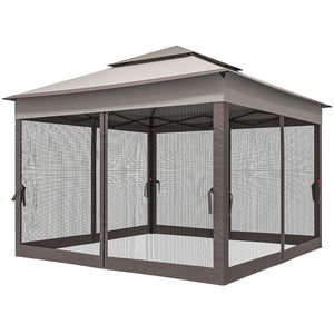 3 x 3(m) Pop Up Gazebo, Marquee Party Tent with Double Tier Roof, Netting and Carry Bag, Event Shelter for Outdoor Patio, Light Grey