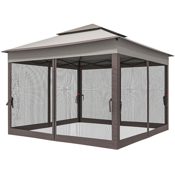 3 x 3(m) Pop Up Gazebo, Marquee Party Tent with Double Tier Roof, Netting and Carry Bag, Event Shelter for Outdoor Patio, Light Grey