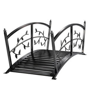 1.2M Metal Garden Bridge with Safety Railings, Outdoor Pond Bridge, Arch Decorative Footbridge for Garden, Creek Stream, Easy Assembly & Stable Construction, Black