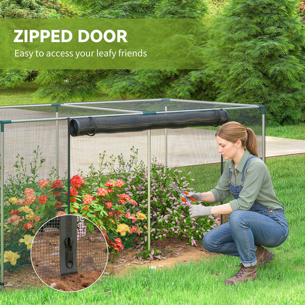 8' x 4' Crop Cage, Plant Protection Tent with Zippered Door and Galvanized Steel Frame, Fruit Cage Netting Cover for Garden, Yard, Lawn, Black