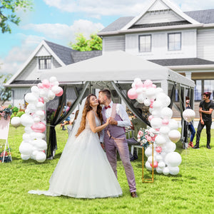 10' x 20' Pop Up Canopy Tent Gazebo with Removable Mesh Sidewall Netting, Carry Bag for Backyard Patio Outdoor, White