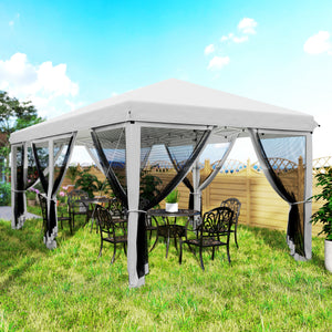 10' x 20' Pop Up Canopy Tent Gazebo with Removable Mesh Sidewall Netting, Carry Bag for Backyard Patio Outdoor, White