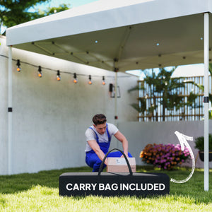 Outsunny 10' x 10' Pop Up Canopy Tent with 2 Half Sidewalls, UV50+ Instant Sun Shelter, Tents for Parties, Height Adjustable, with Wheeled Carry Bag and 4 Sand Bags for Outdoor, Garden, White