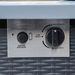 Square Propane Gas Fire Pit Table, 40000 BTU Rattan Smokeless Firepit Patio Heater with Lava Rocks and Lid, 71cm x 71cm x 62cm, Black