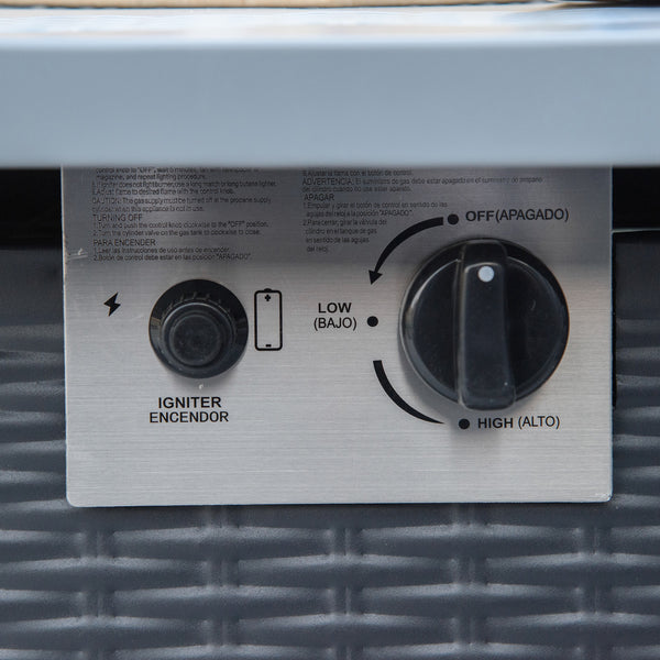 Square Propane Gas Fire Pit Table, 40000 BTU Rattan Smokeless Firepit Patio Heater with Lava Rocks and Lid, 71cm x 71cm x 62cm, Black